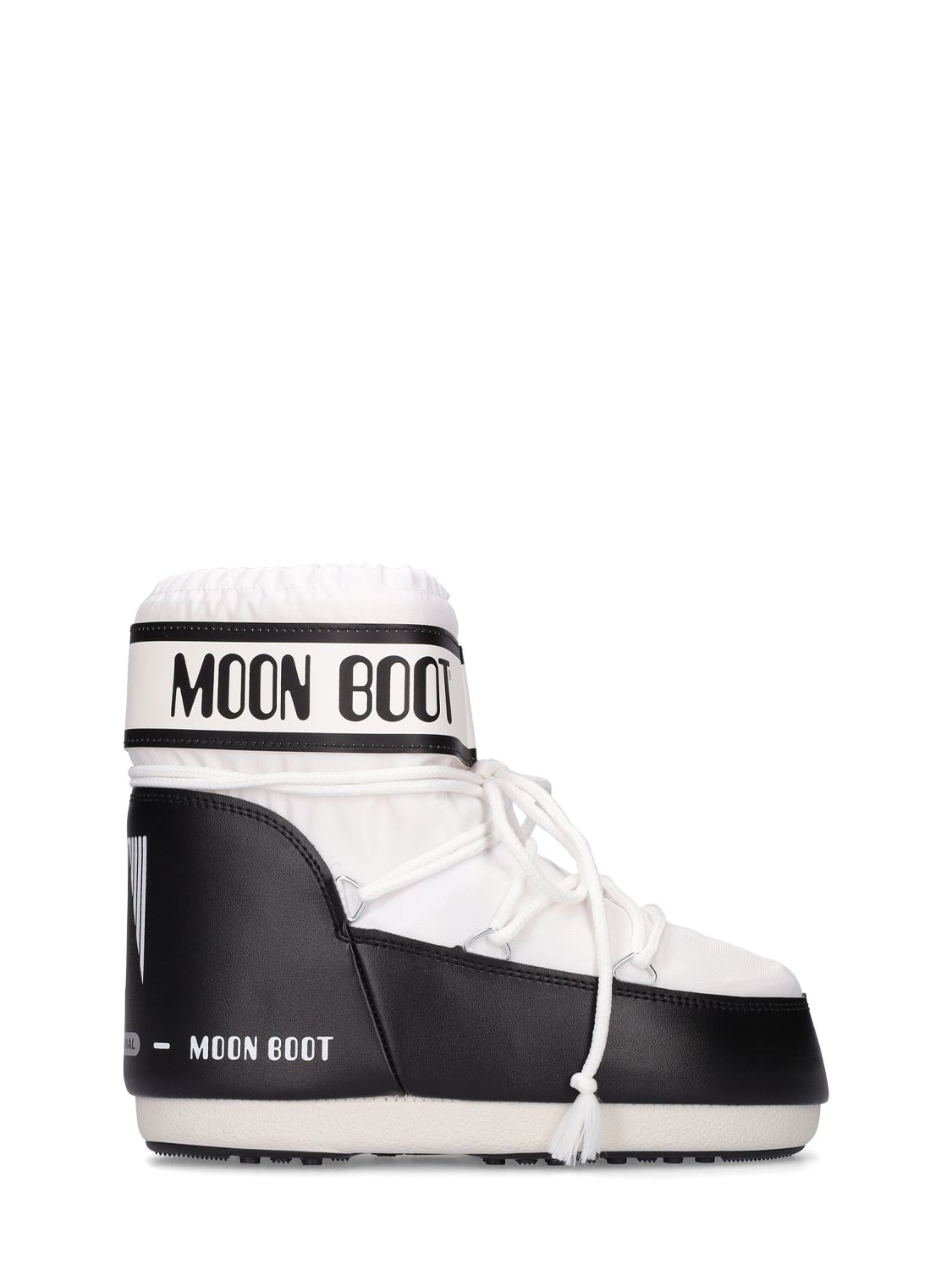 Moon Boot Black & White Logo Snow Boots In White,black