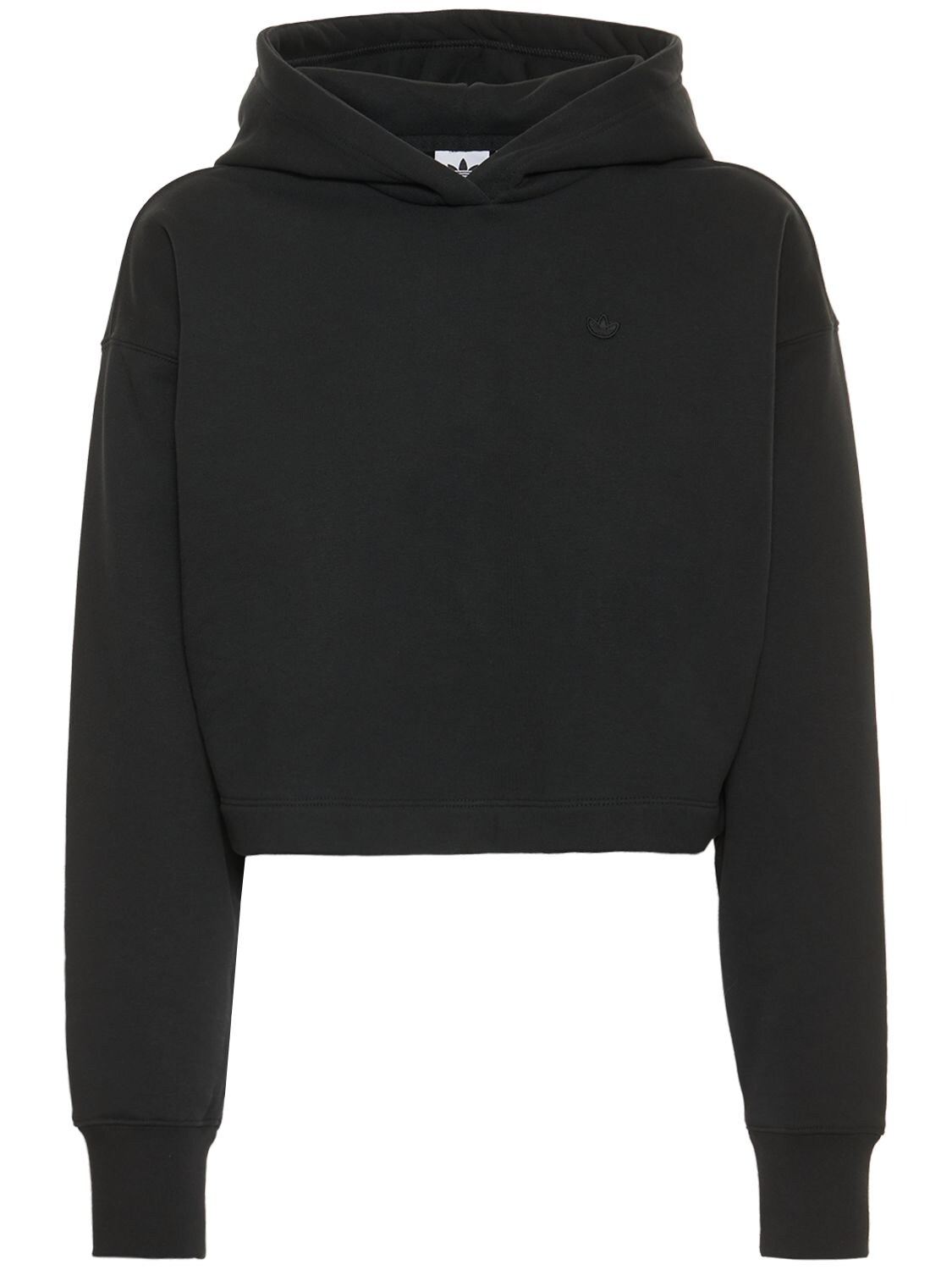 Adidas Originals - Cotton blend cropped hoodie - Black | Luisaviaroma