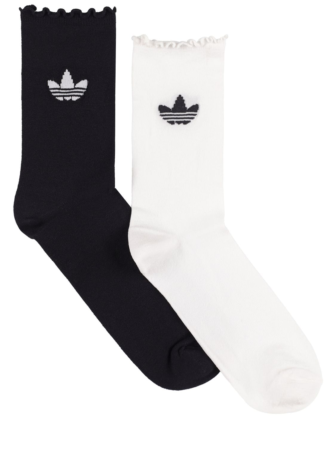 adidas Originals Pack Of 2 Ruffled Crew Socks in White Womens Clothing Hosiery Socks 
