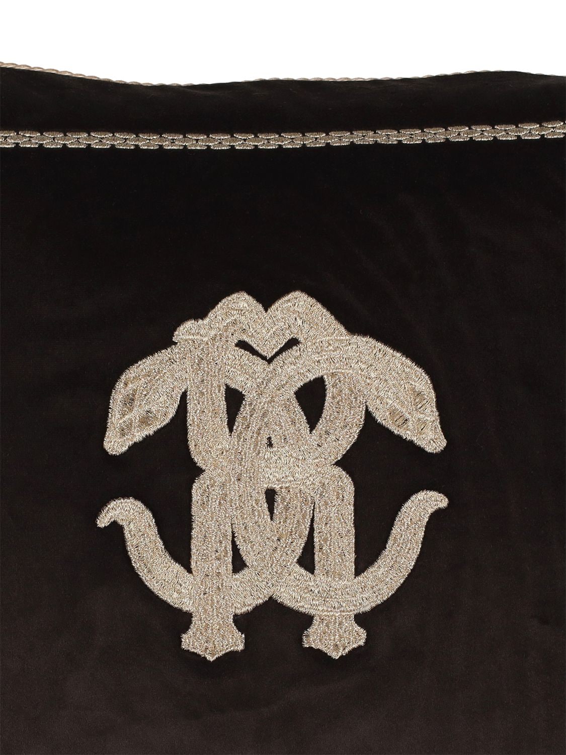 Shop Roberto Cavalli Mirror Snake Cushion In Black