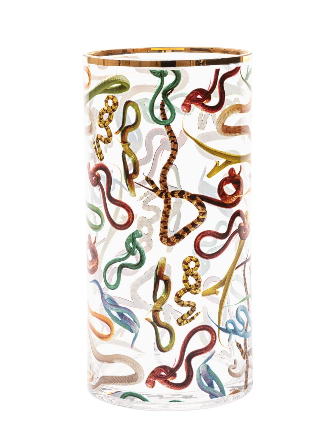 Shop Seletti Snakes Medium Cylindrical Vase In Transparent