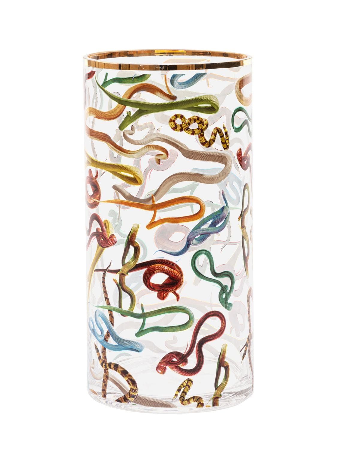 Seletti Snakes Medium Cylindrical Vase In Transparent