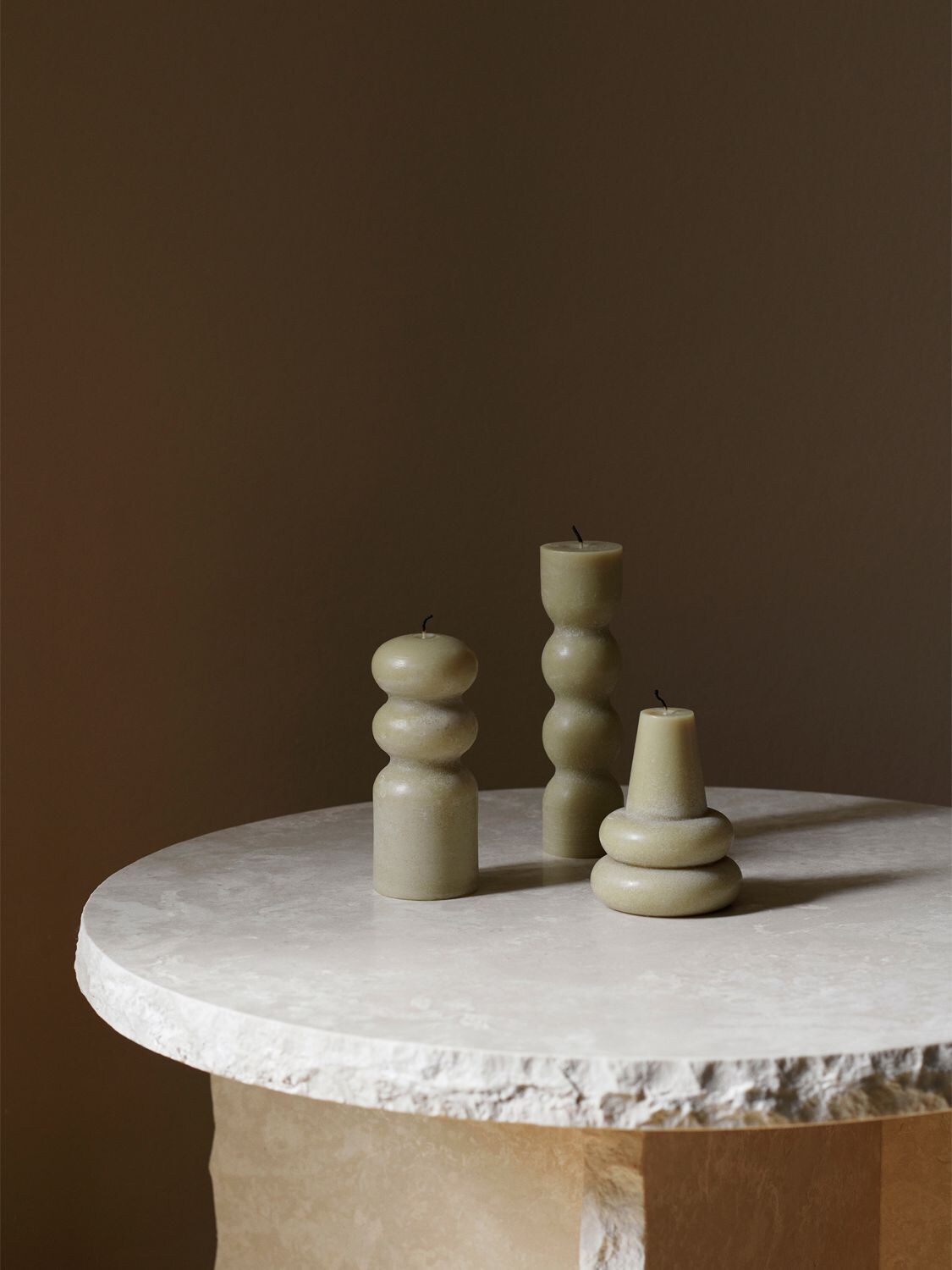 Shop Ferm Living Torno Candles - Set Of 3 Candles In Beige