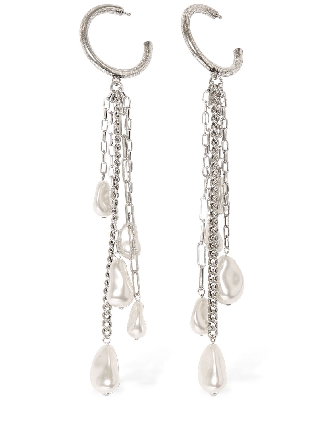 Shop Isabel Marant Rain Drop Faux Pearl Earrings In White,silver