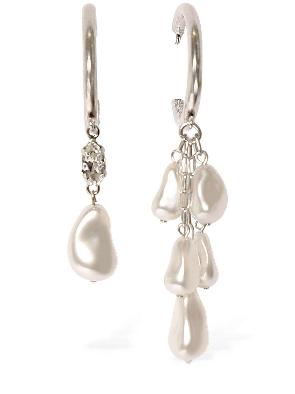 Shop Isabel Marant Rain Drop Faux Pearl Mismatched Earrings In White,silver