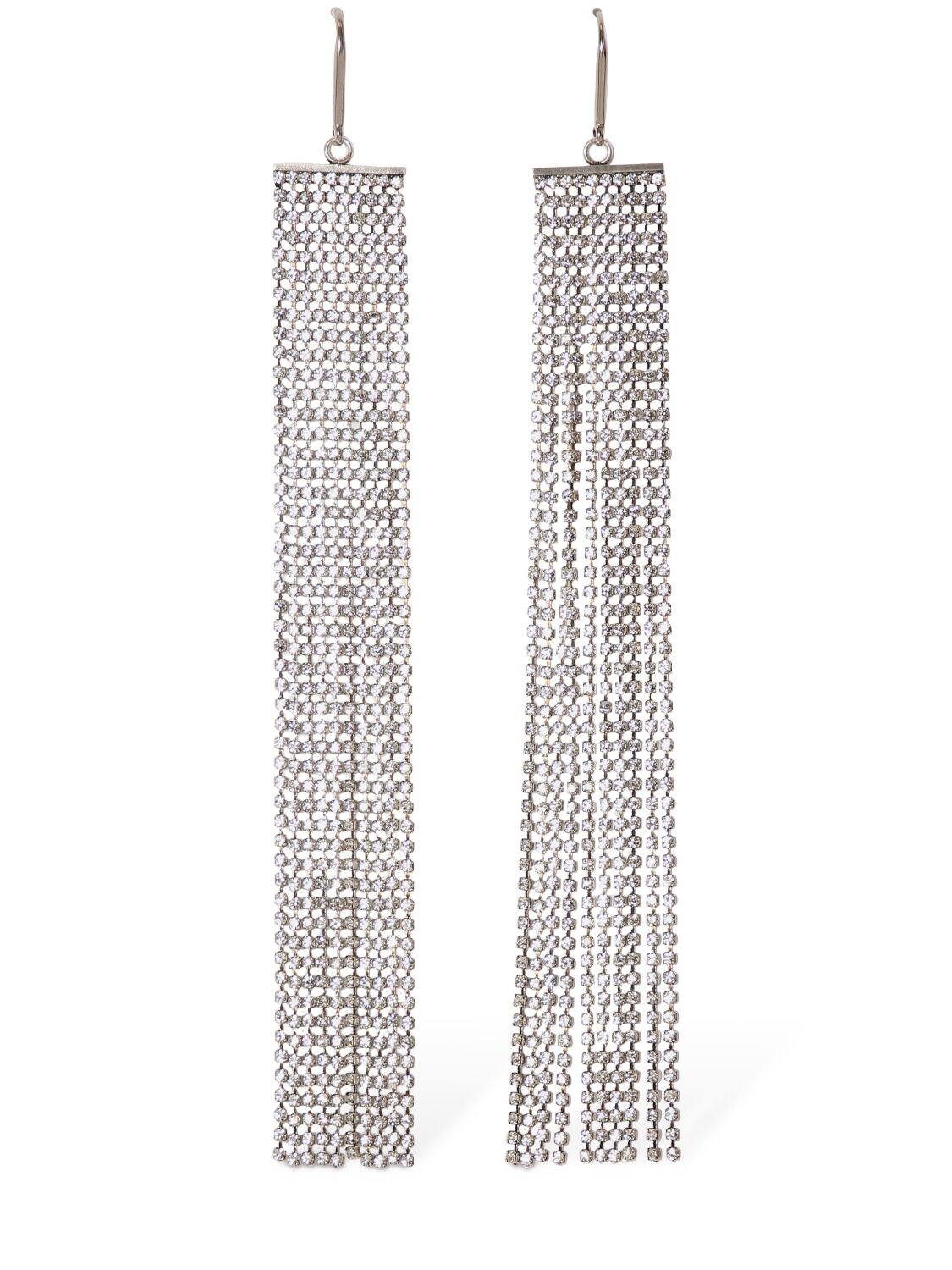 Shop Isabel Marant Beautifull Love Crystal Earrings In Silver