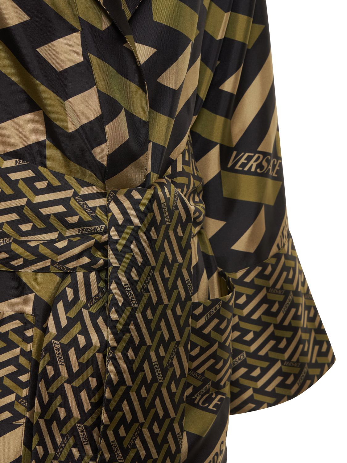 Shop Versace Monogram Robe In Khaki