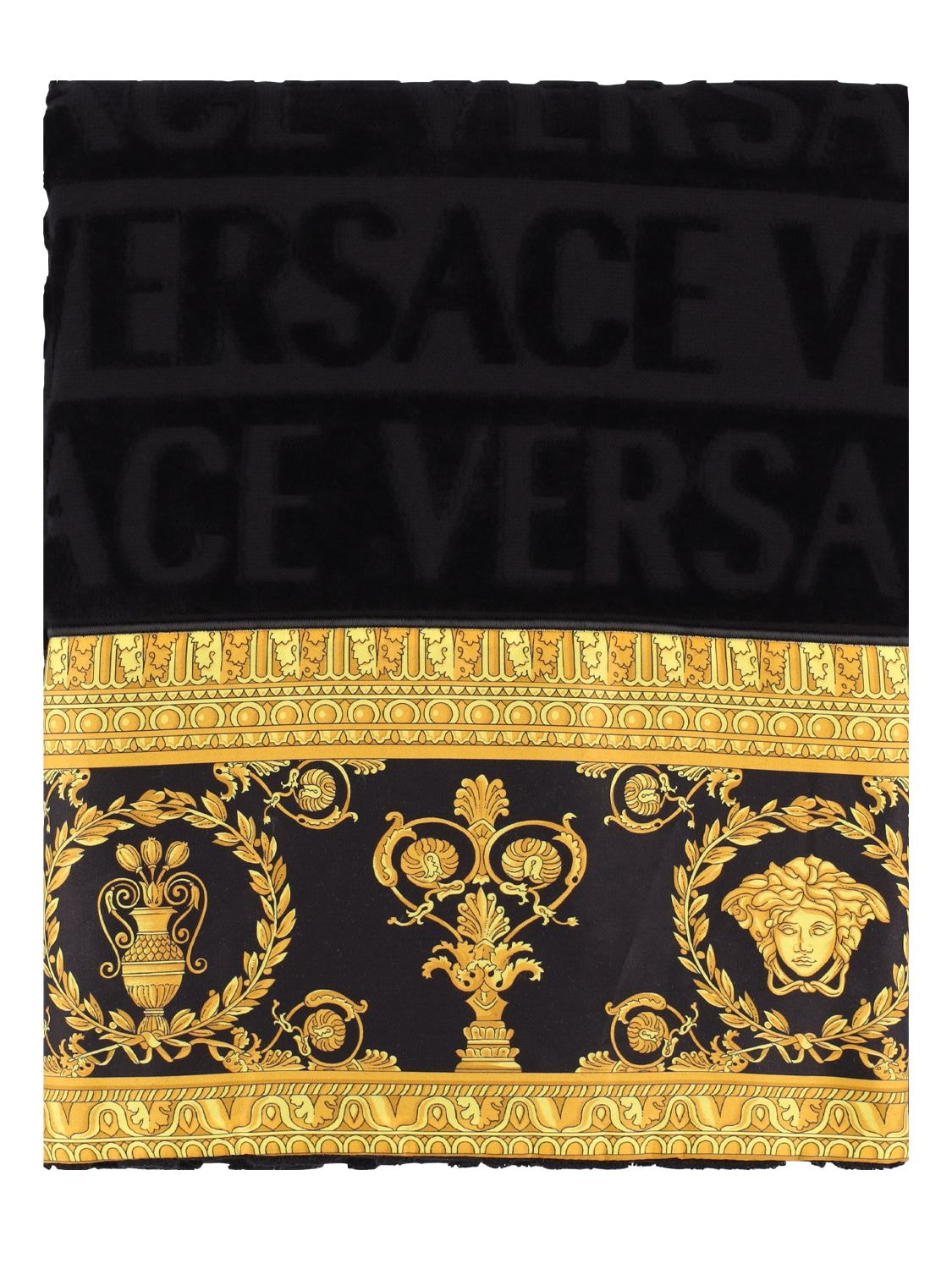 Versace I Love Baroque Cotton Towel In Nero-nero
