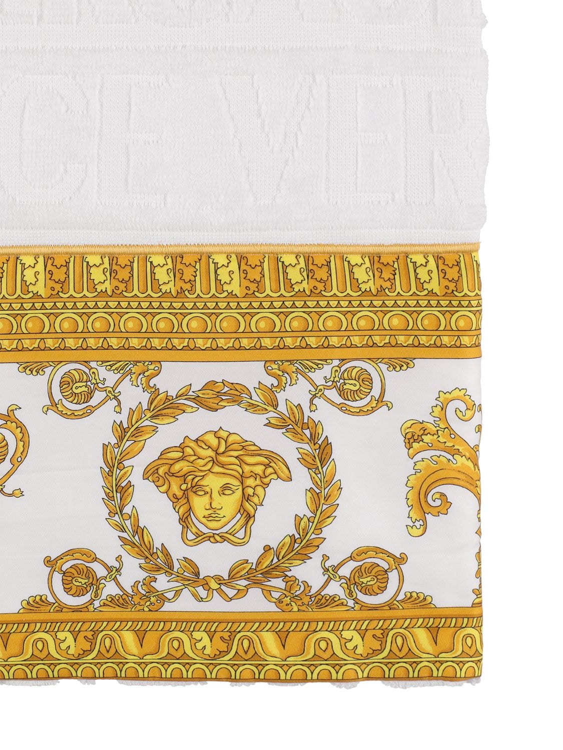 Shop Versace Cotton Hand Towel In White,gold