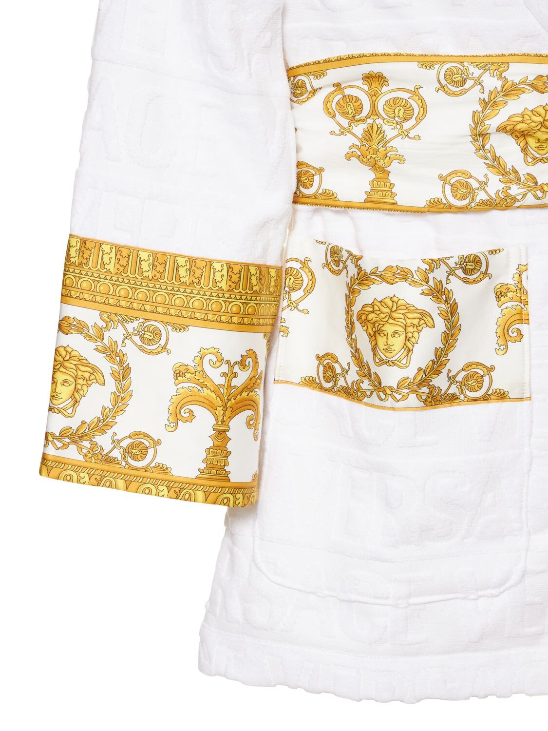 Shop Versace Short Cotton Bathrobe In Bianco