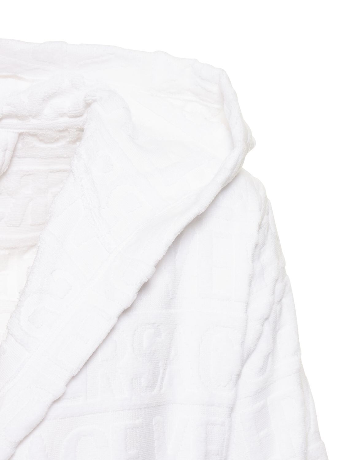 Shop Versace Short Cotton Bathrobe In Bianco