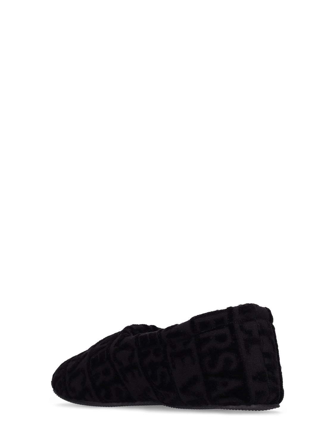 Shop Versace Medusa Cotton Slippers In Black