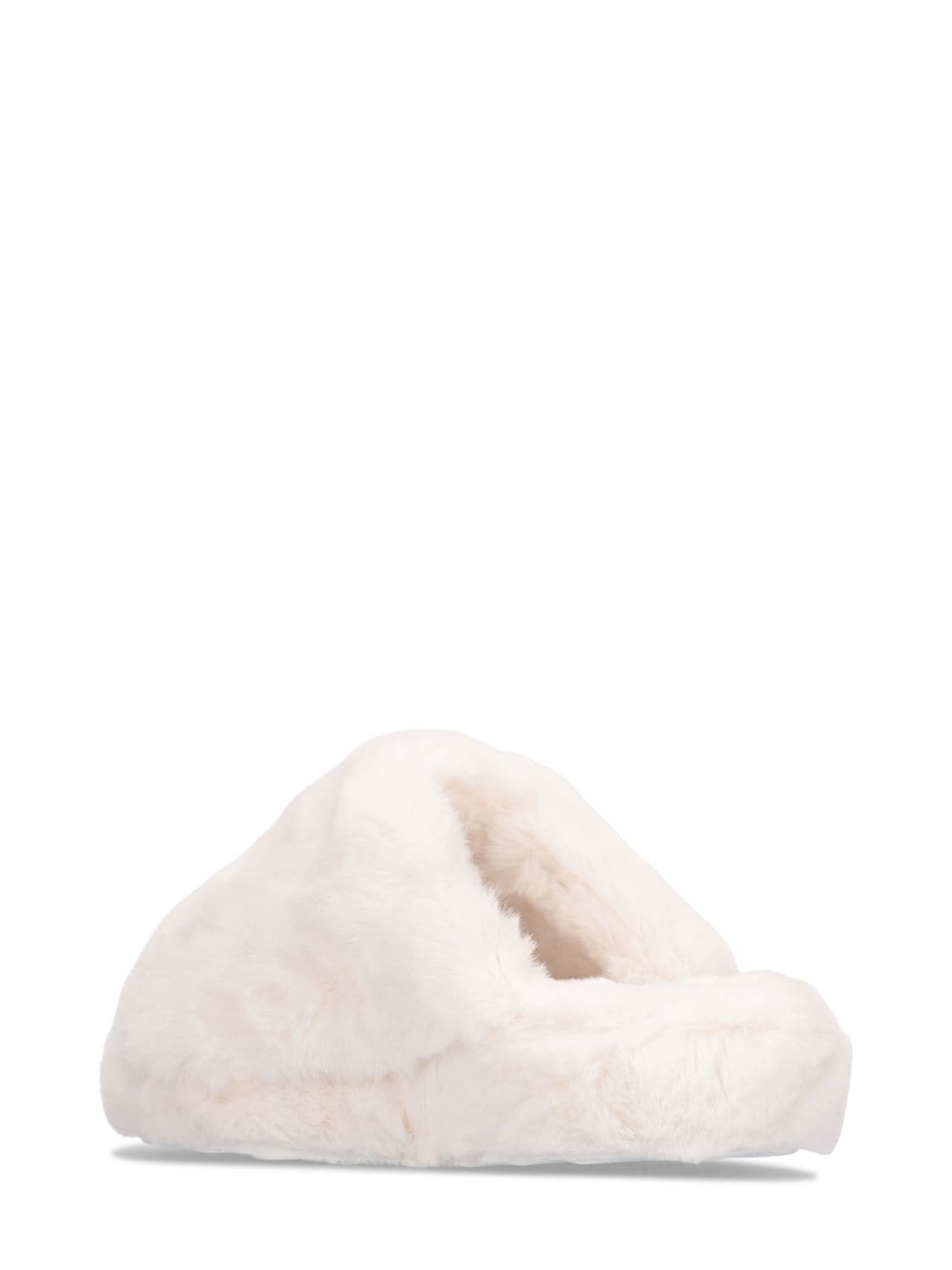 Shop Versace Faux Fur Slippers In White