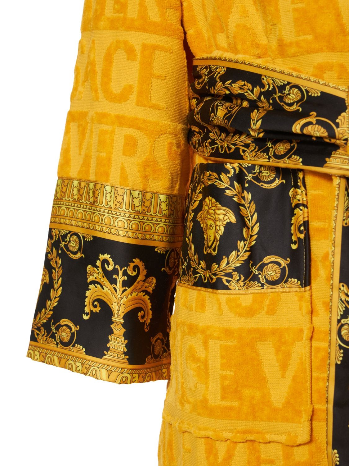 Shop Versace Barocco & Robe Bathrobe In Gold