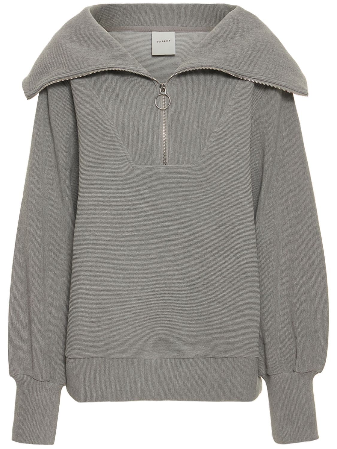 Varley Vine Cotton Blend Zip Sweatshirt In Grey | ModeSens
