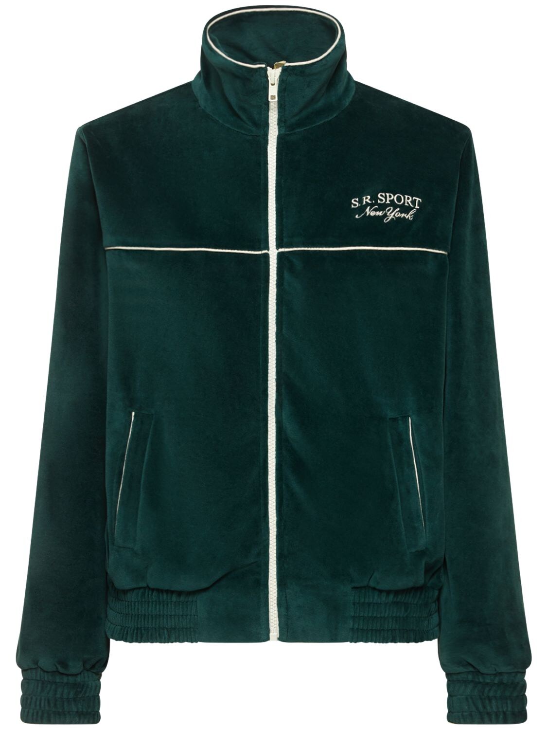Sporty And Rich Eden Sport Velour Track Jacket In Dark Green