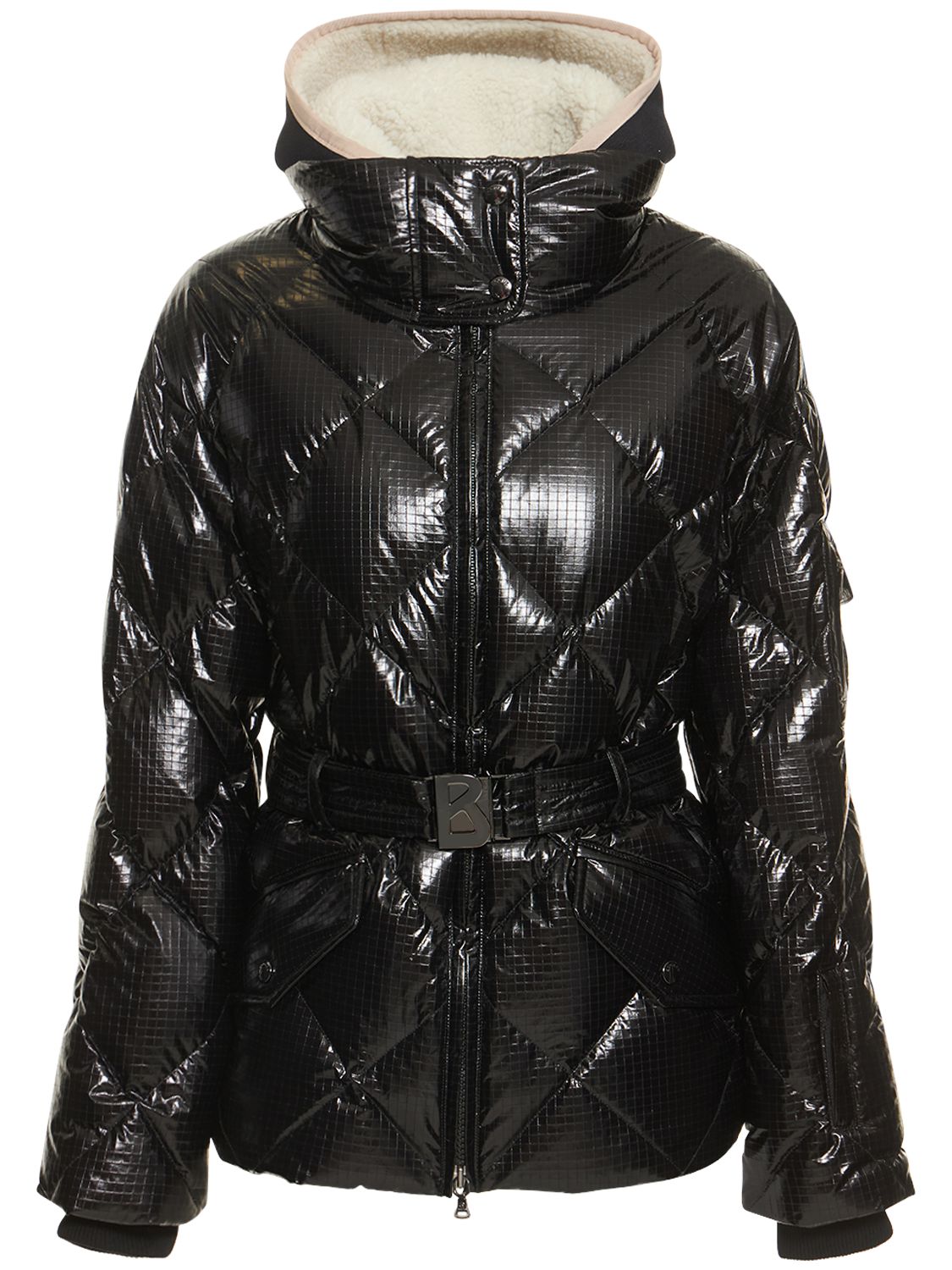Bogner Amara-ld Belted Quilted Glossed-ripstop Down Ski Jacket In Black