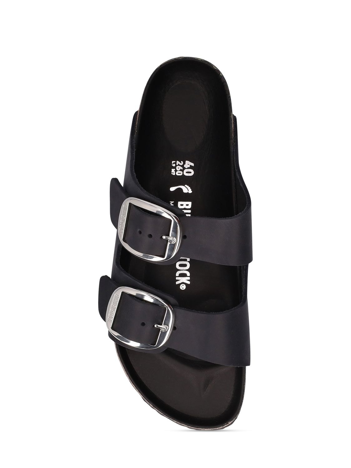 Shop Birkenstock Arizona Big Buckle Oiled Leather Sandals In Black