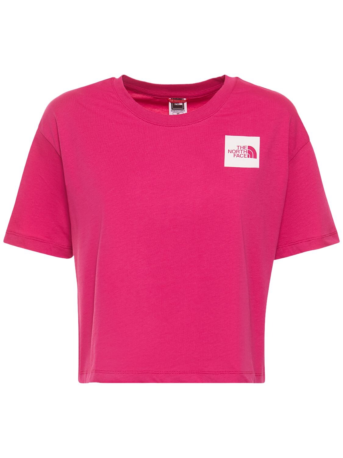 The North Face Fine Cotton Jersey Cropped T-shirt In Fuchsia
