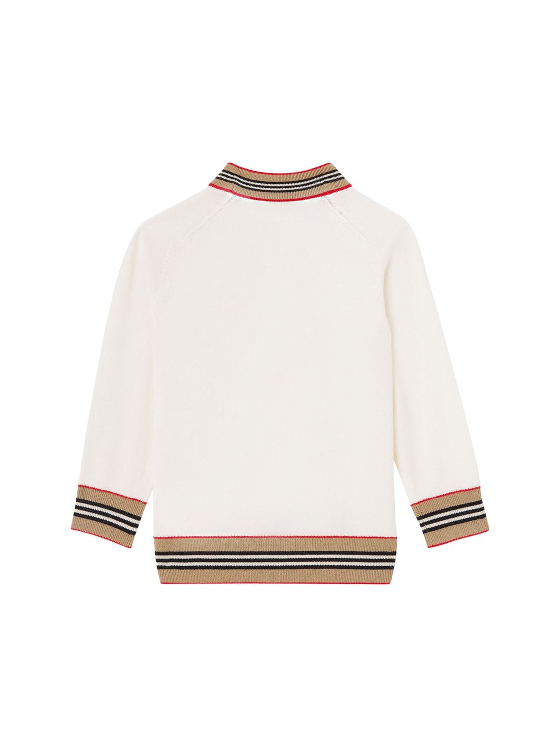 Shop Burberry Icon Stripe Intarsia Wool Knit Cardigan In Off White