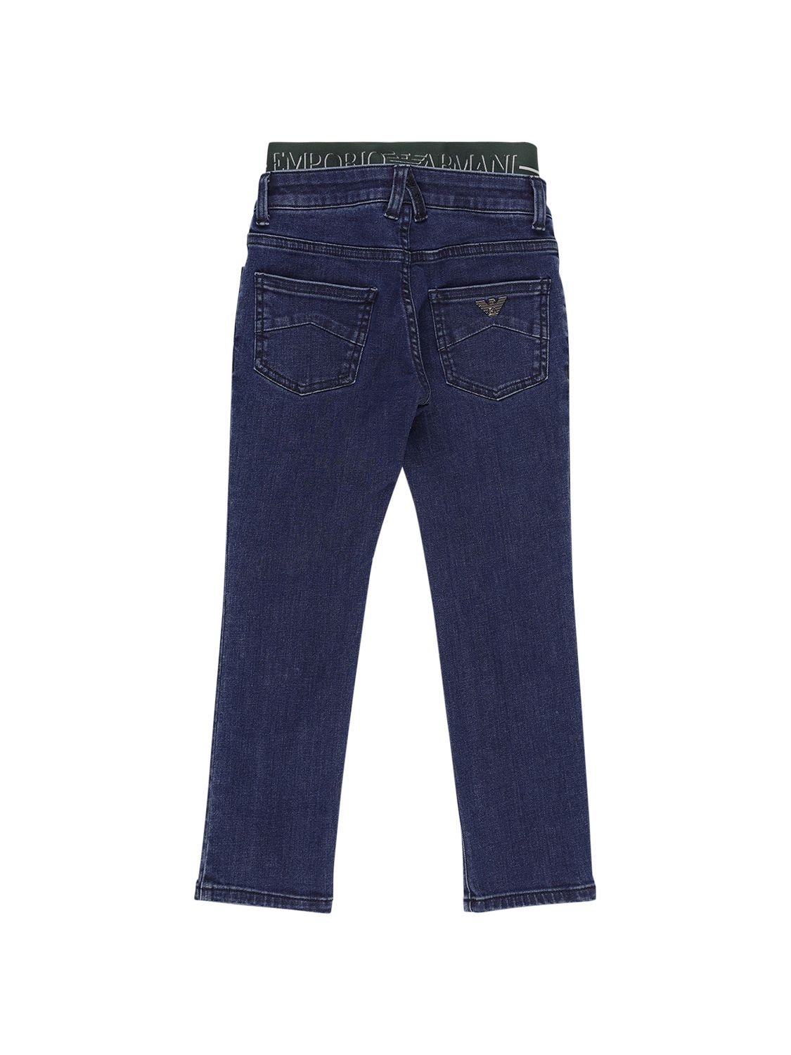 Emporio Armani Kids' Layered Slim Stretch Cotton Denim Jeans