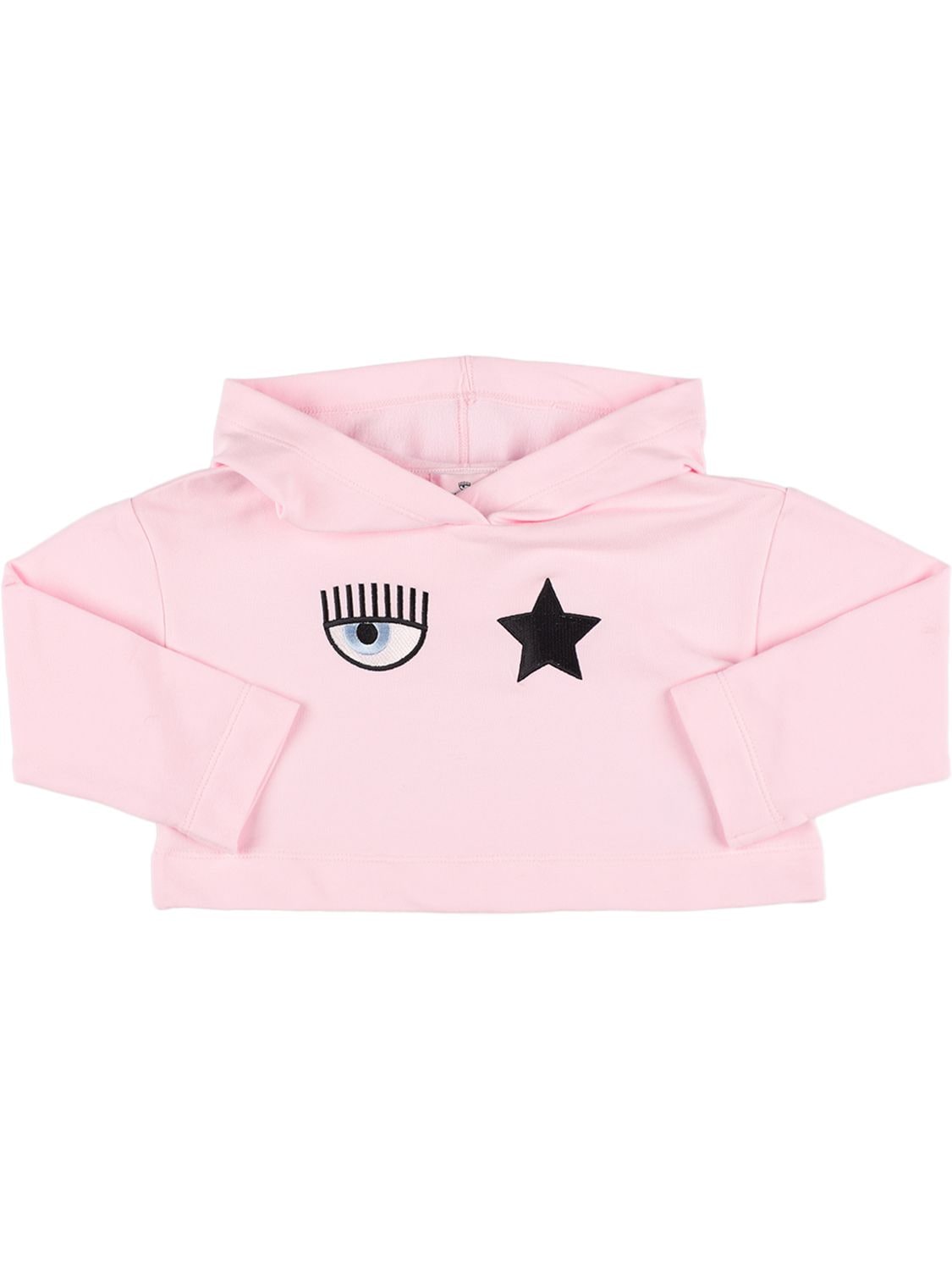 Chiara Ferragni Kids' Eyestar Embroidery Cotton Hoodie In Pink