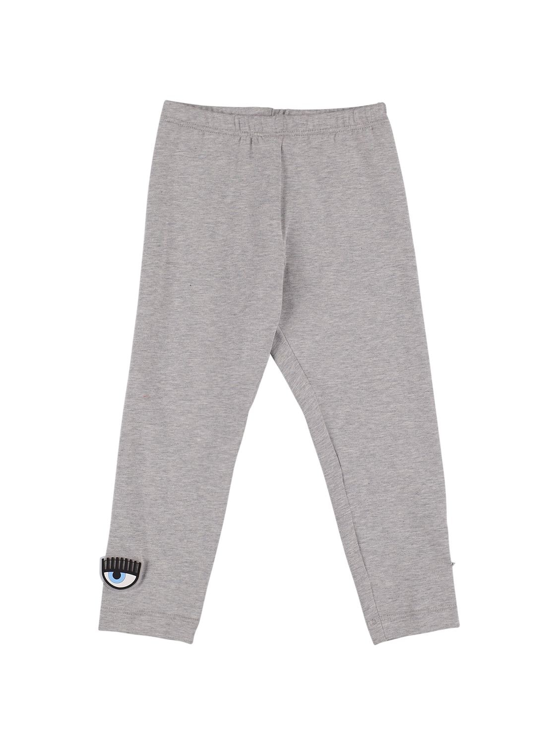 Chiara Ferragni Kids' Eyestar Embroidery Jersey Leggings In Grey