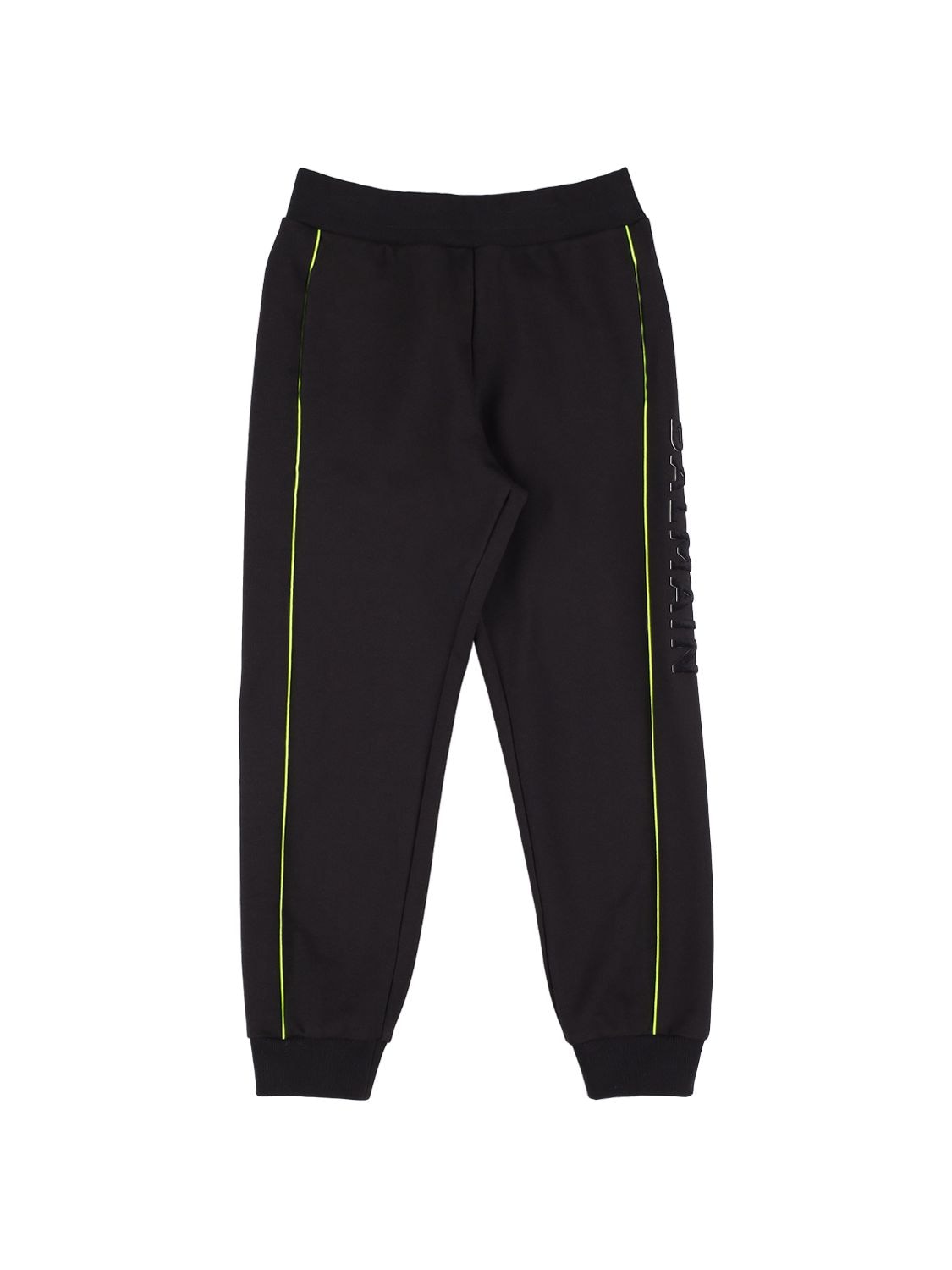 Balmain Kids' Cotton Sweatpants W/ Logo Side Bands In Black