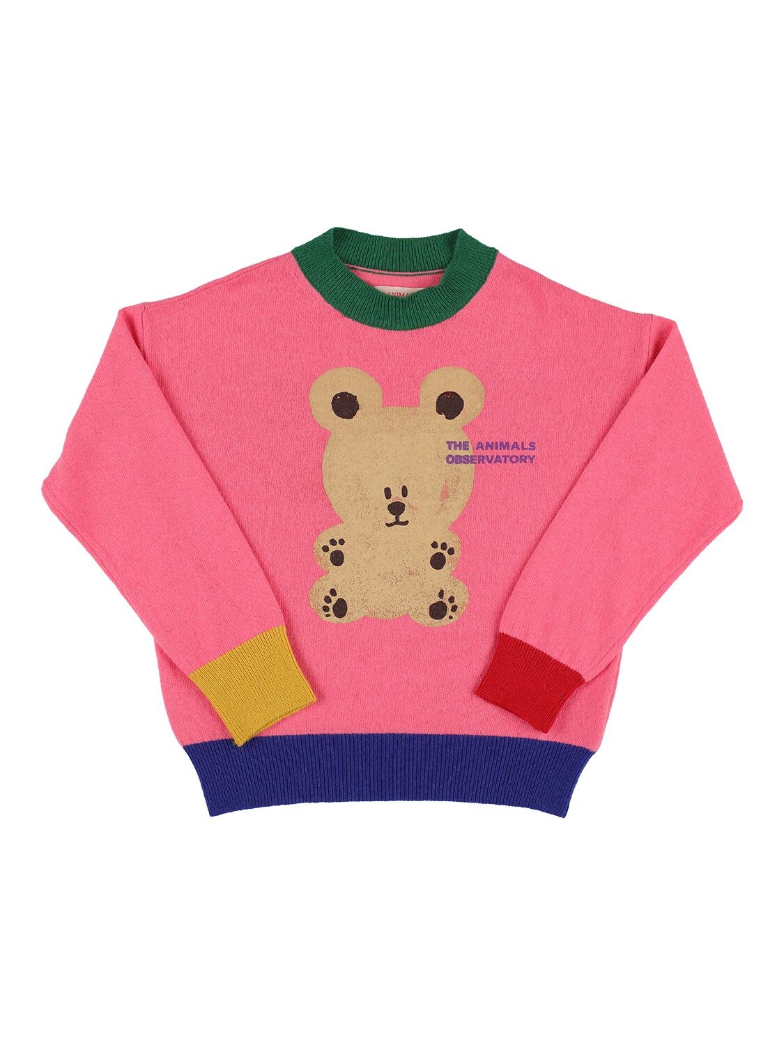 THE ANIMALS OBSERVATORY BEAR PRINTED WOOL TRICOT KNIT SWEATER
