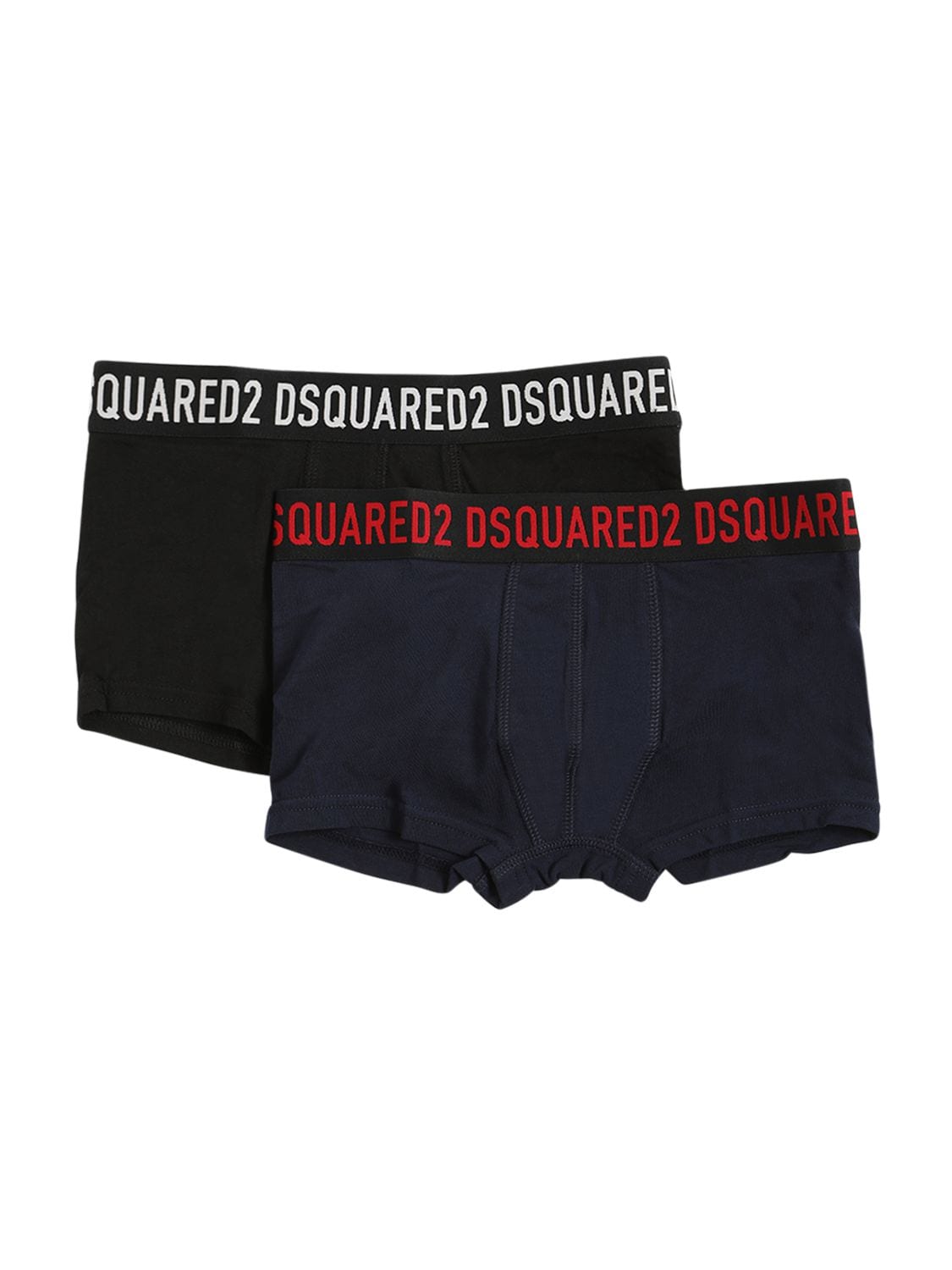 Dsquared2 Kids' Set Of 2 Logo Cotton Boxer Briefs In Black