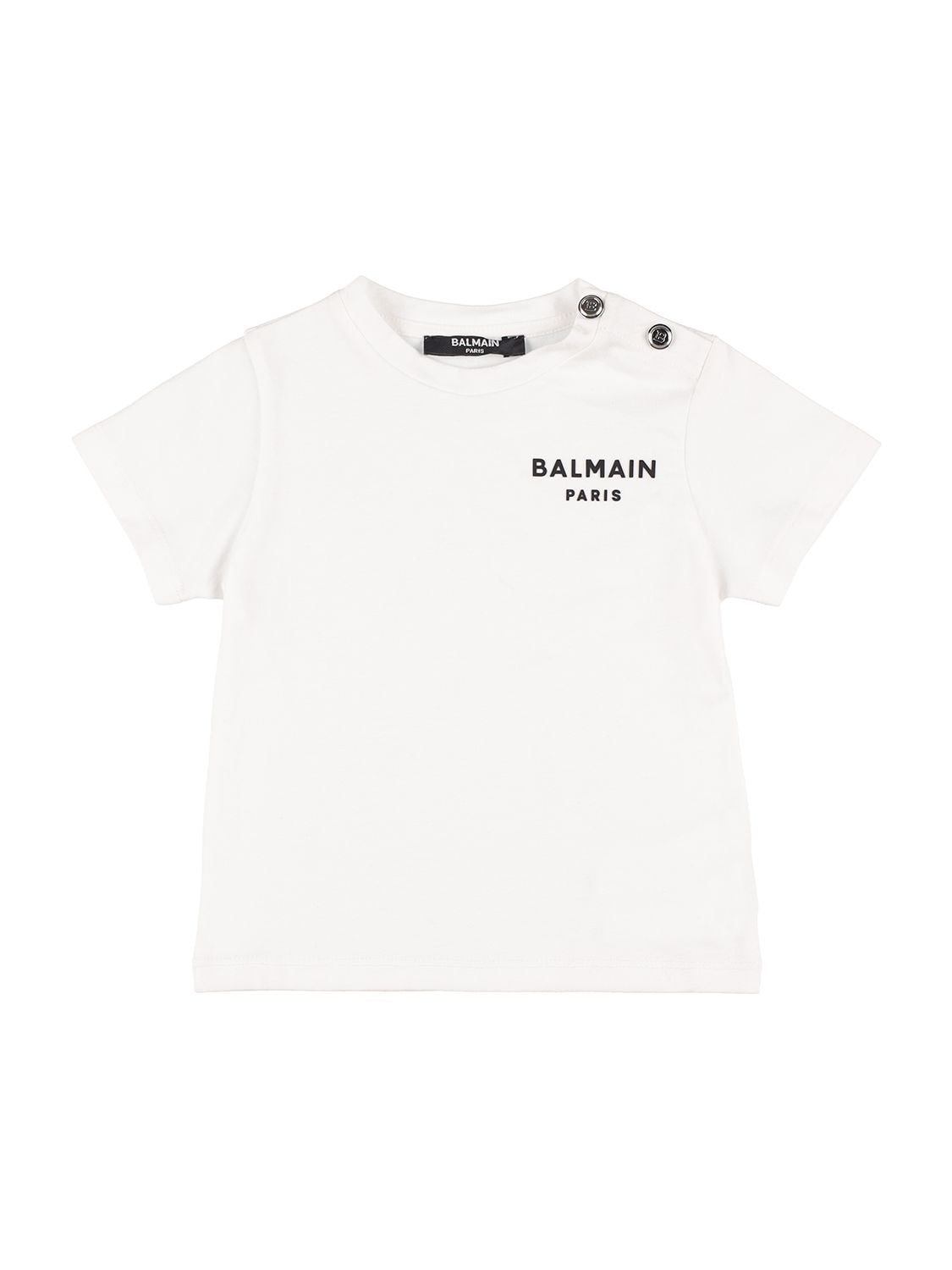 Balmain Kids' Rubberized Logo Cotton Jersey T-shirt In White