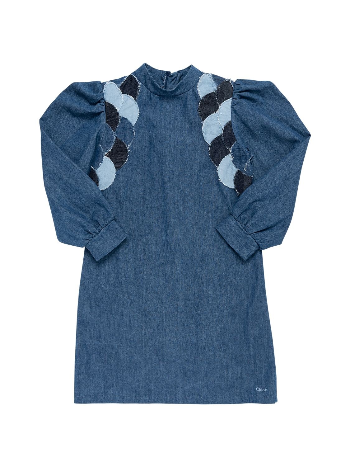 CHLOÉ COTTON DENIM DRESS W/ PATCHES