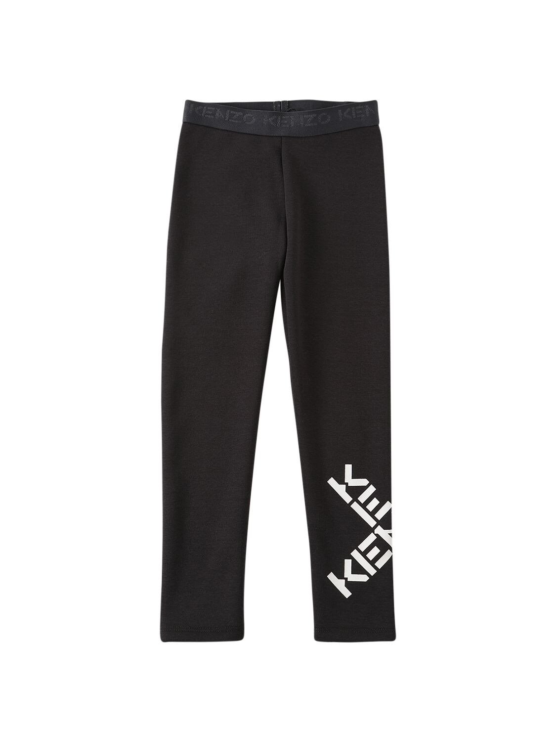 Kenzo Logo-print Stretch-cotton Leggings In Black