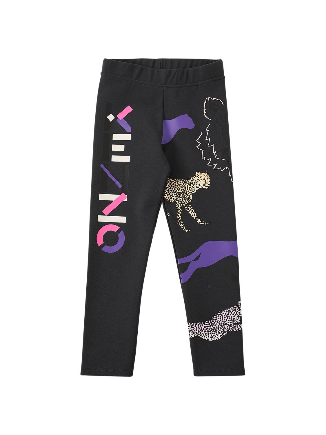 Kenzo Animal-logo-print Leggings In Black