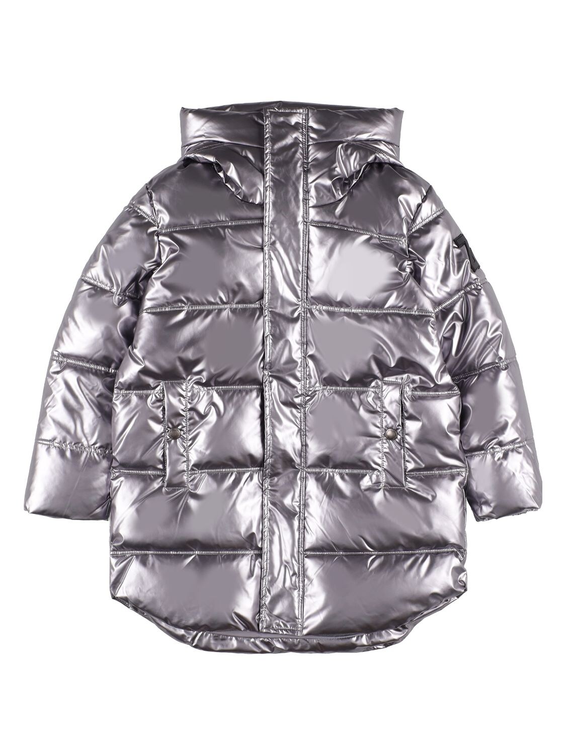Zadig & Voltaire Kids' Metallic-effect Hooded Padded Jacket In Grey ...
