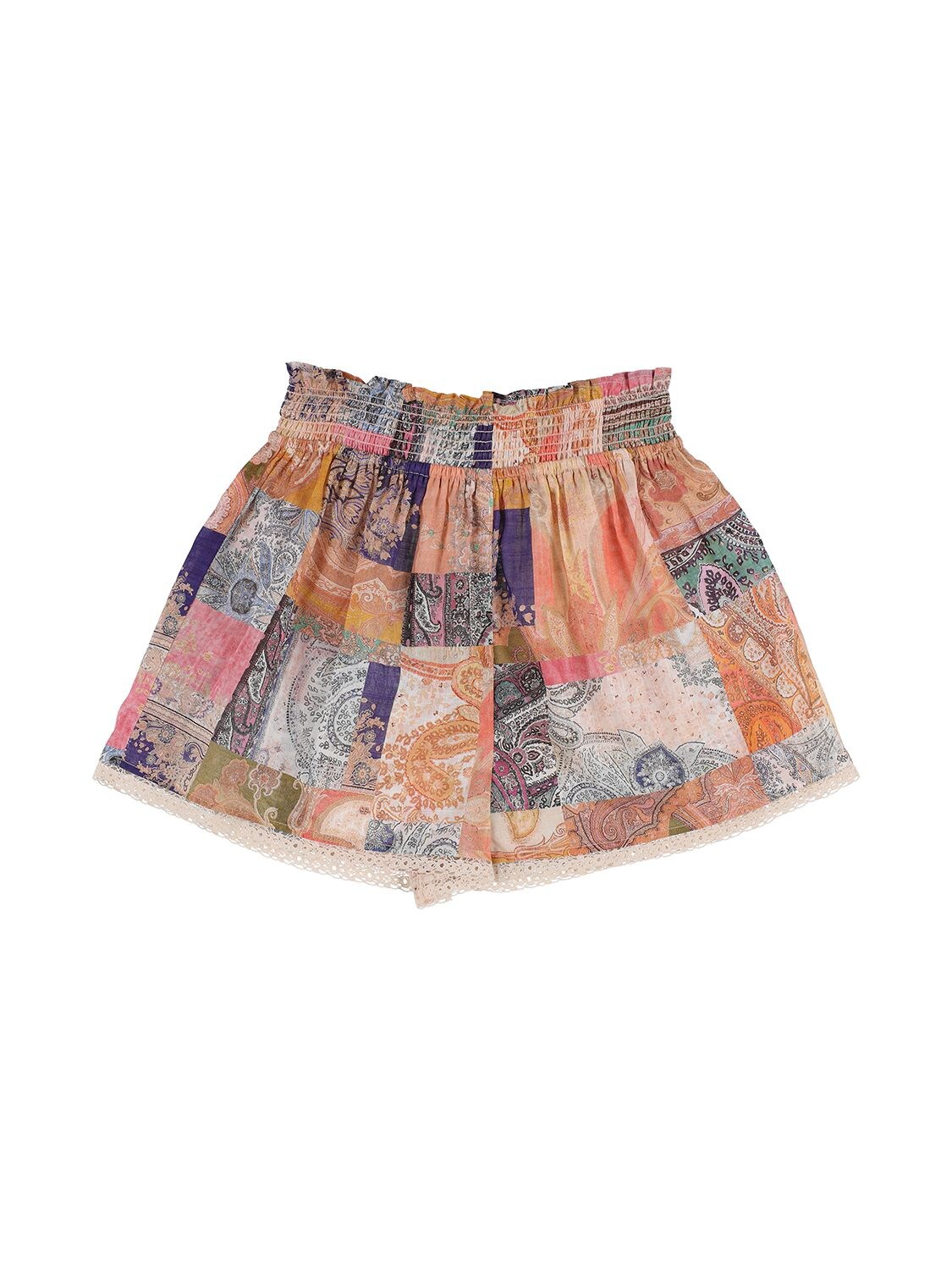 Paisley Patchwork Printed Cotton Shorts
