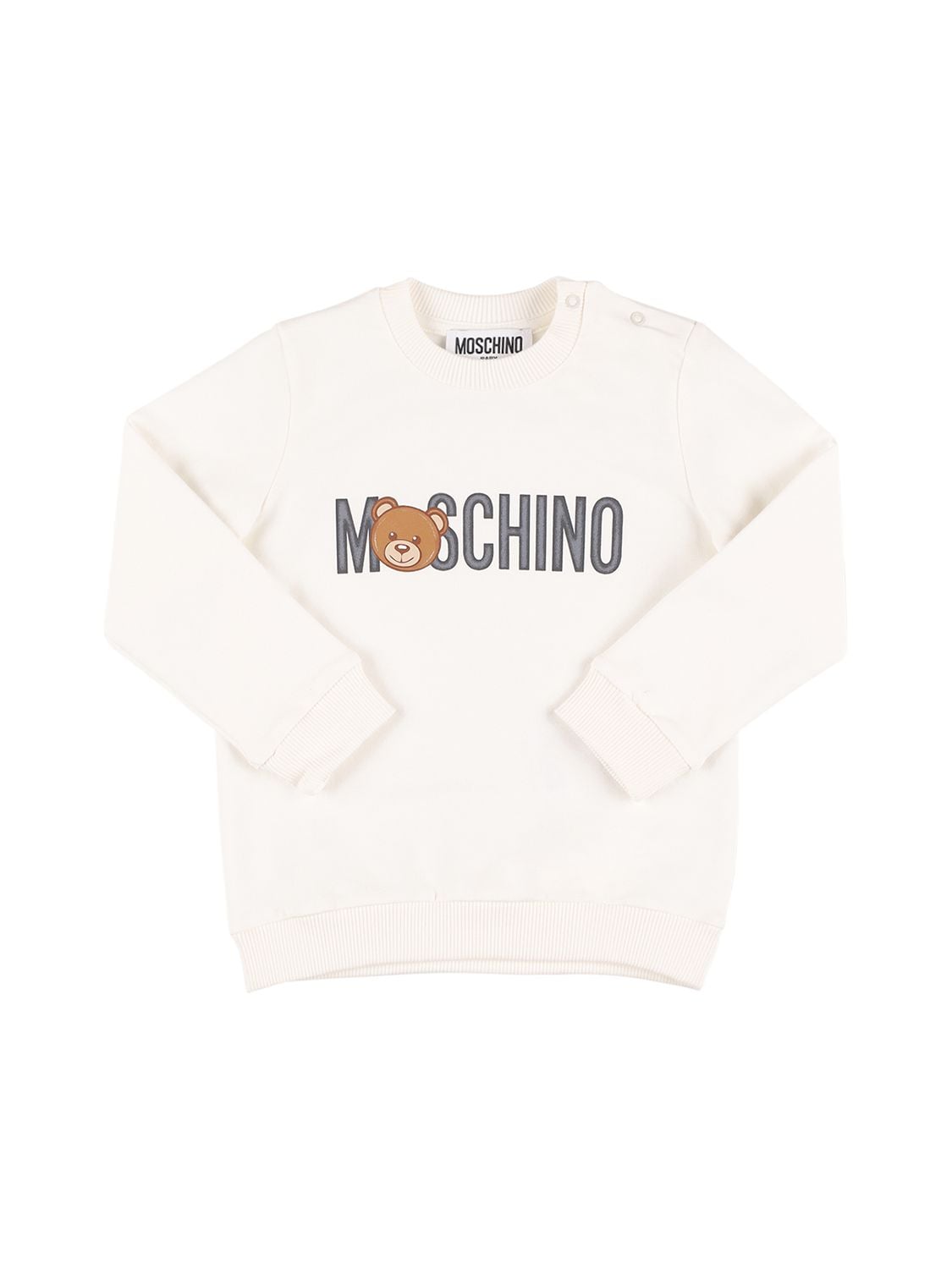 Moschino Kids' Logo Print Cotton Sweatshirt In White