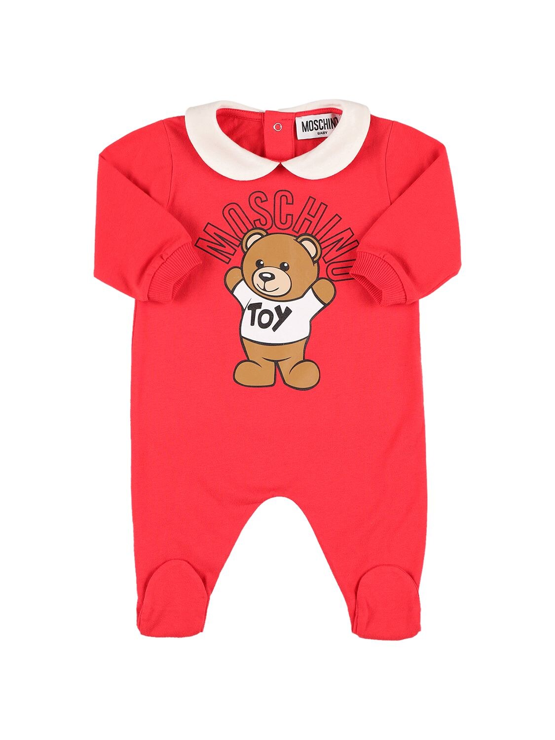 Moschino Babies' Printed Cotton Jersey Romper In Red