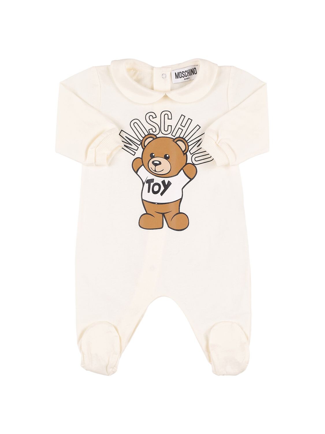 Moschino Babies' Printed Cotton Jersey Romper In Off White