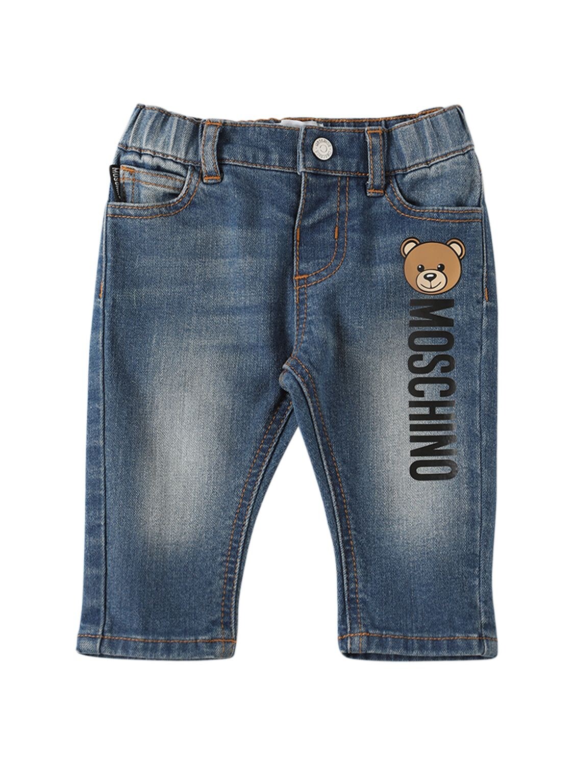 Moschino Kids' Printed Stretch Cotton Denim Jeans
