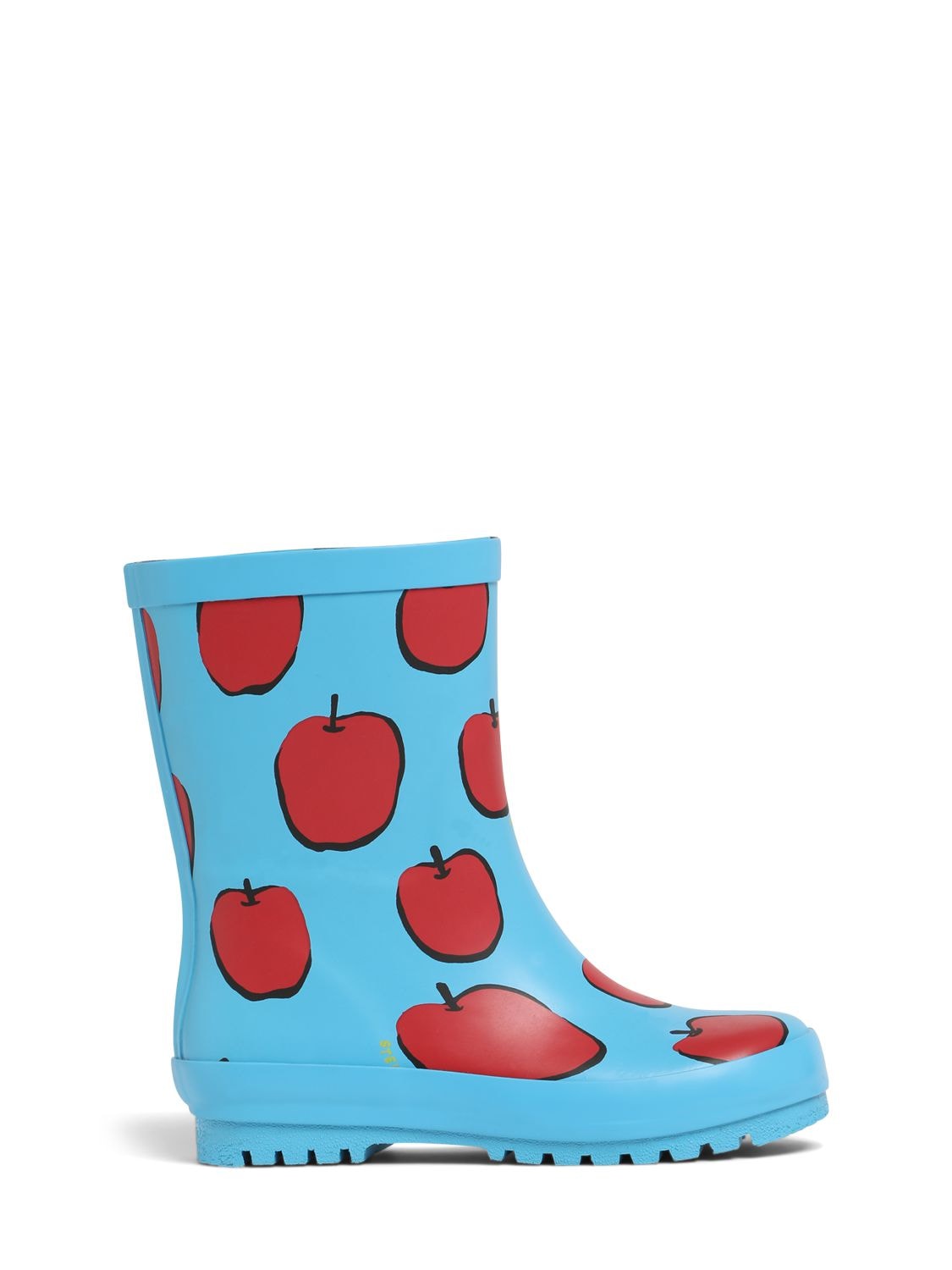 Stella Mccartney Kids' Apple Print Rubber Rain Boots In Light Blue