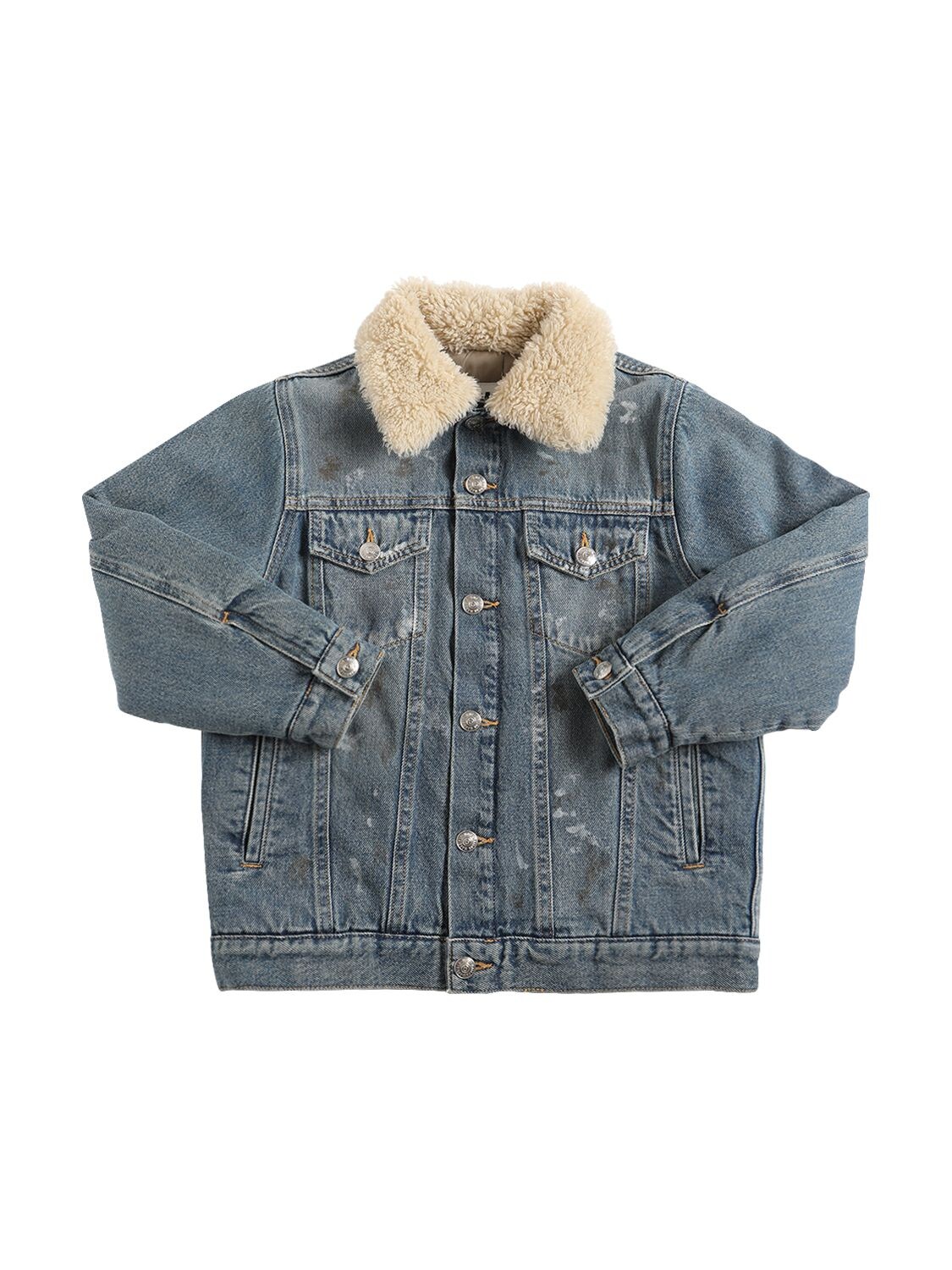 MM6 MAISON MARGIELA EMBROIDERED LOGO DENIM PUFFER JACKET