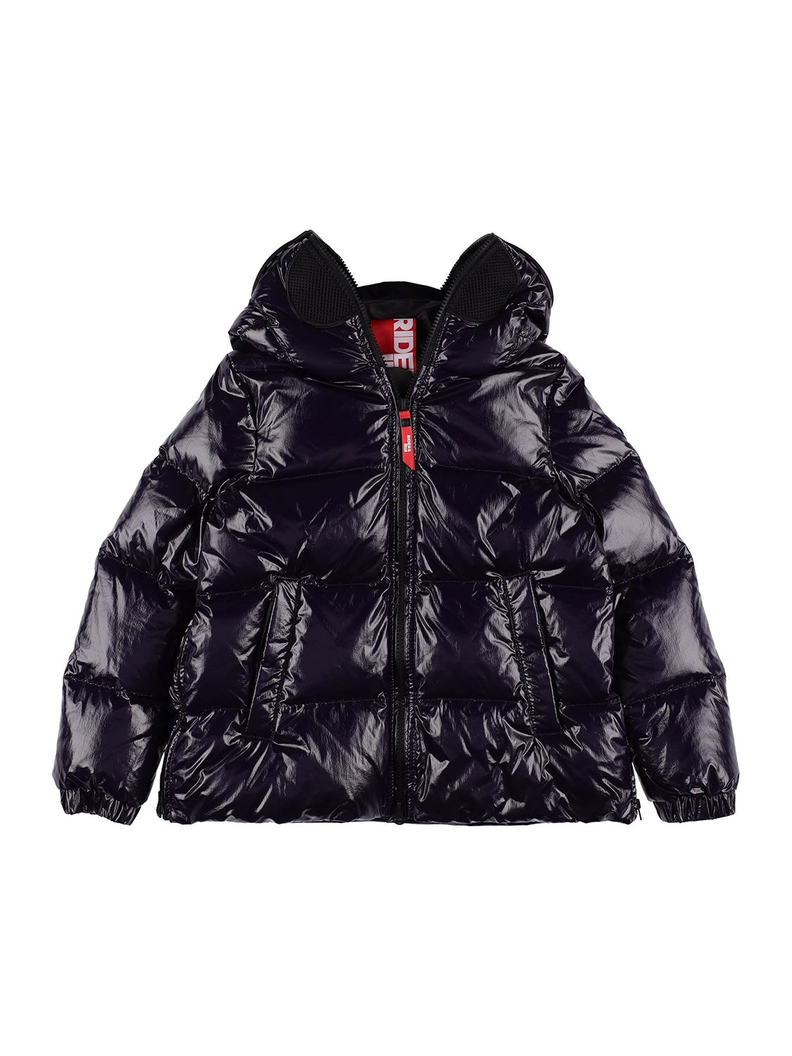 Ai Riders Kids' Laqué Hooded Nylon Down Jacket In Navy
