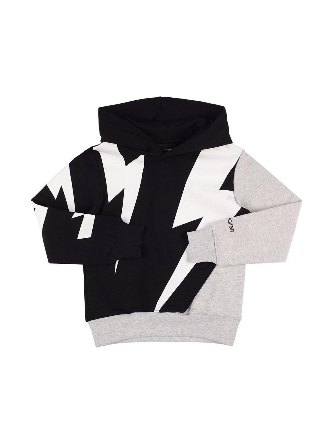 Neil Barrett Kids' Thunder Print Cotton Sweatshirt Hoodie In Black,grey