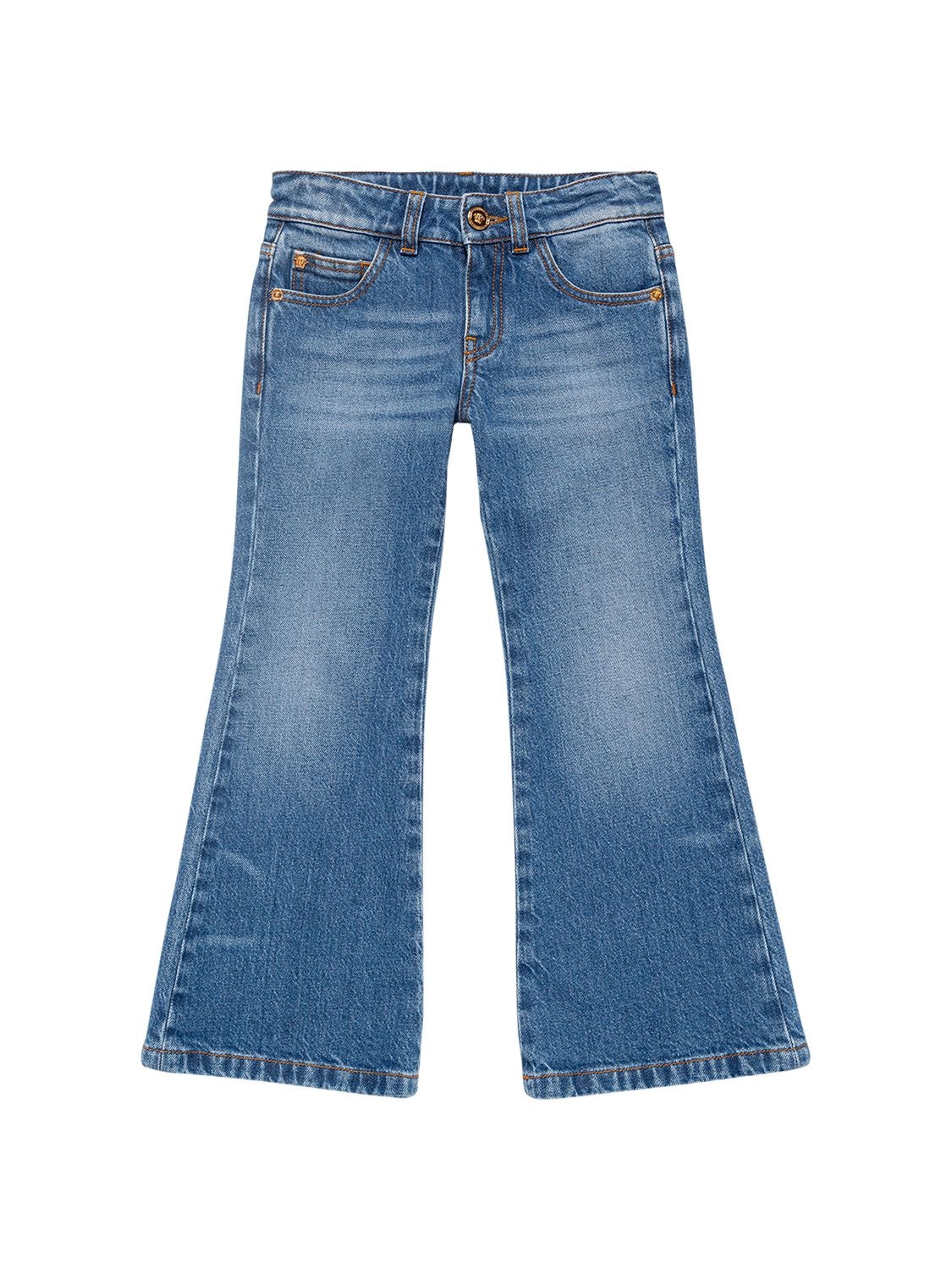 Flared Stretch Cotton Denim Jeans