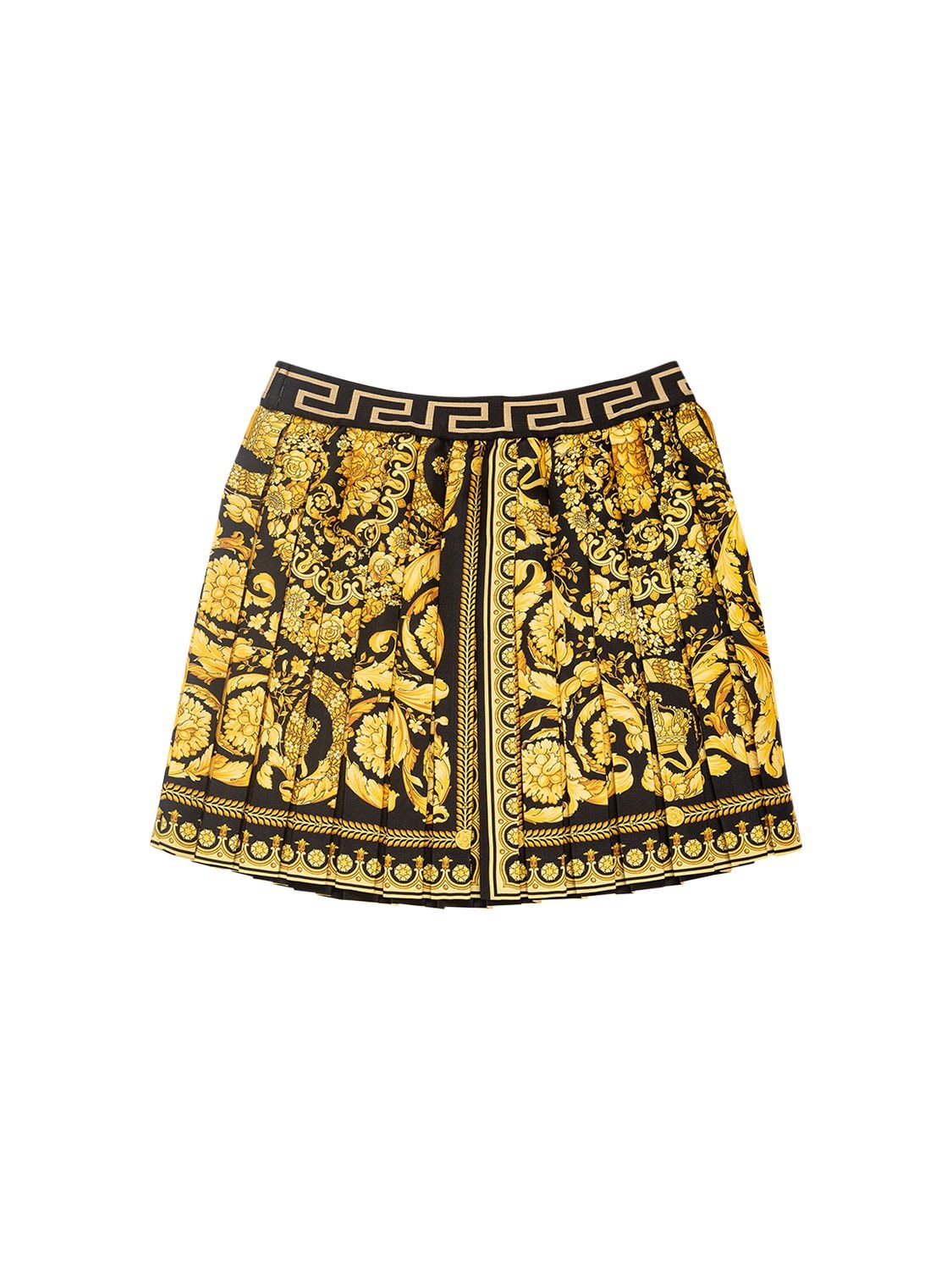 Baroque Print Pleated Twill Skirt
