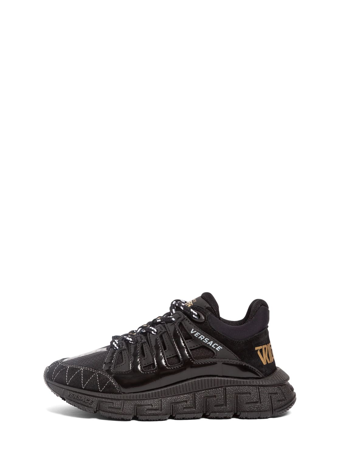 VERSACE LEATHER LACE-UP SNEAKERS