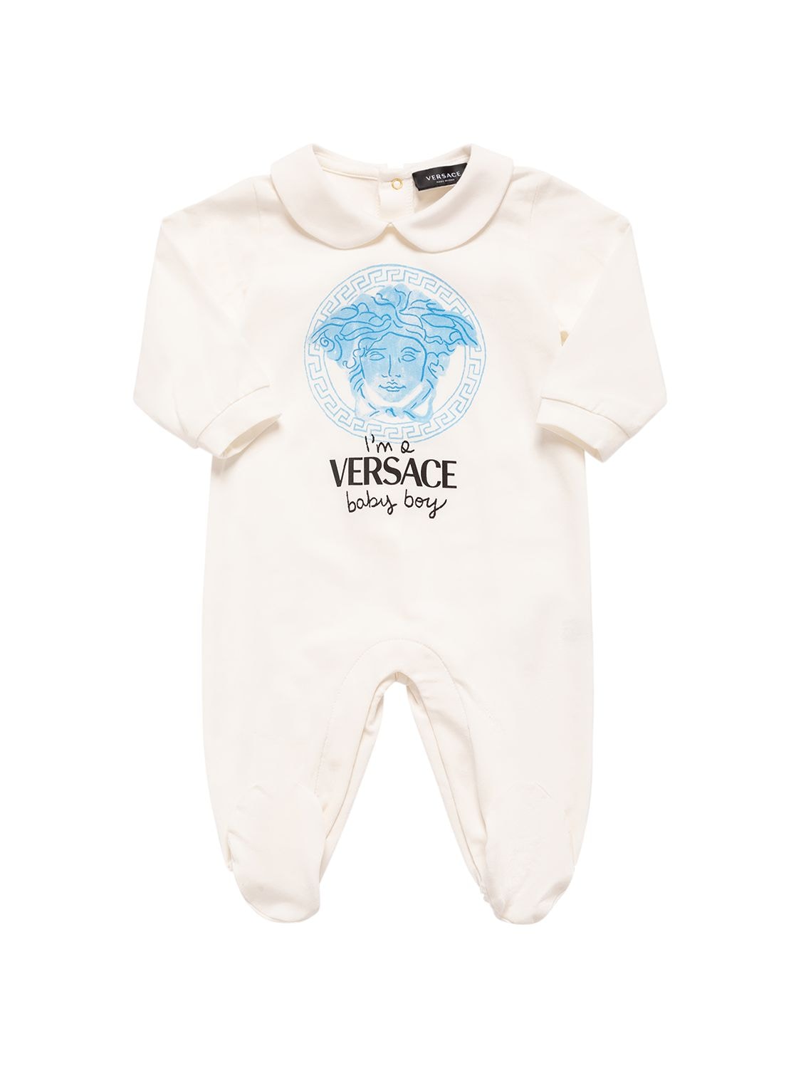 Versace Babies' Printed Cotton Jersey Romper In White