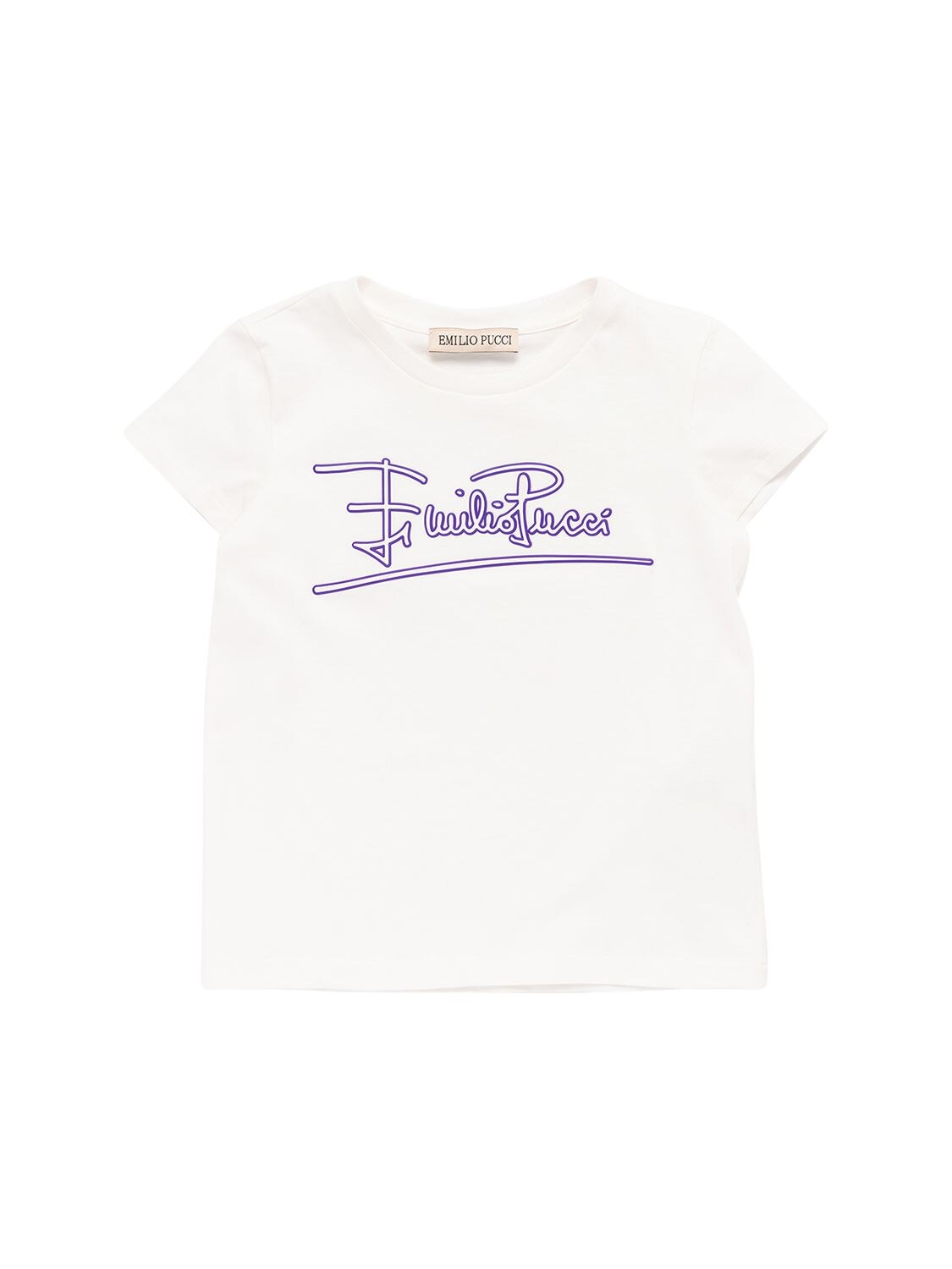 Emilio Pucci Kids' Rubberized Logo Cotton Jersey T-shirt In White