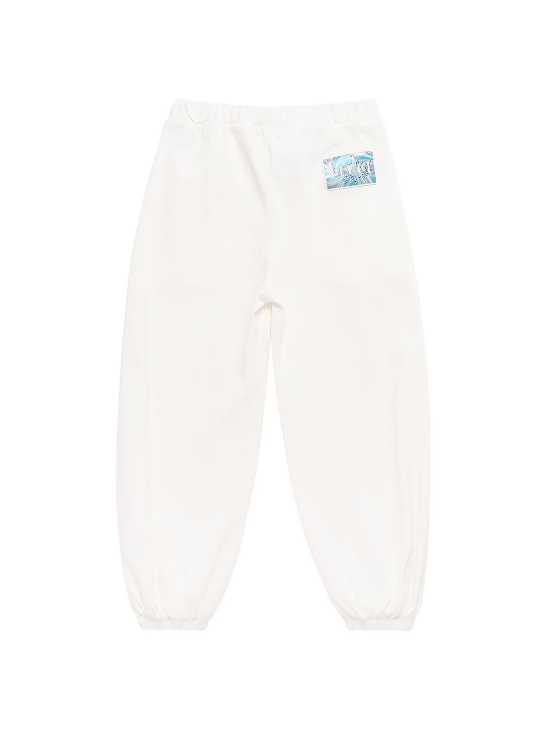 Emilio Pucci Kids' Logo Patch Cotton Sweatpants In White